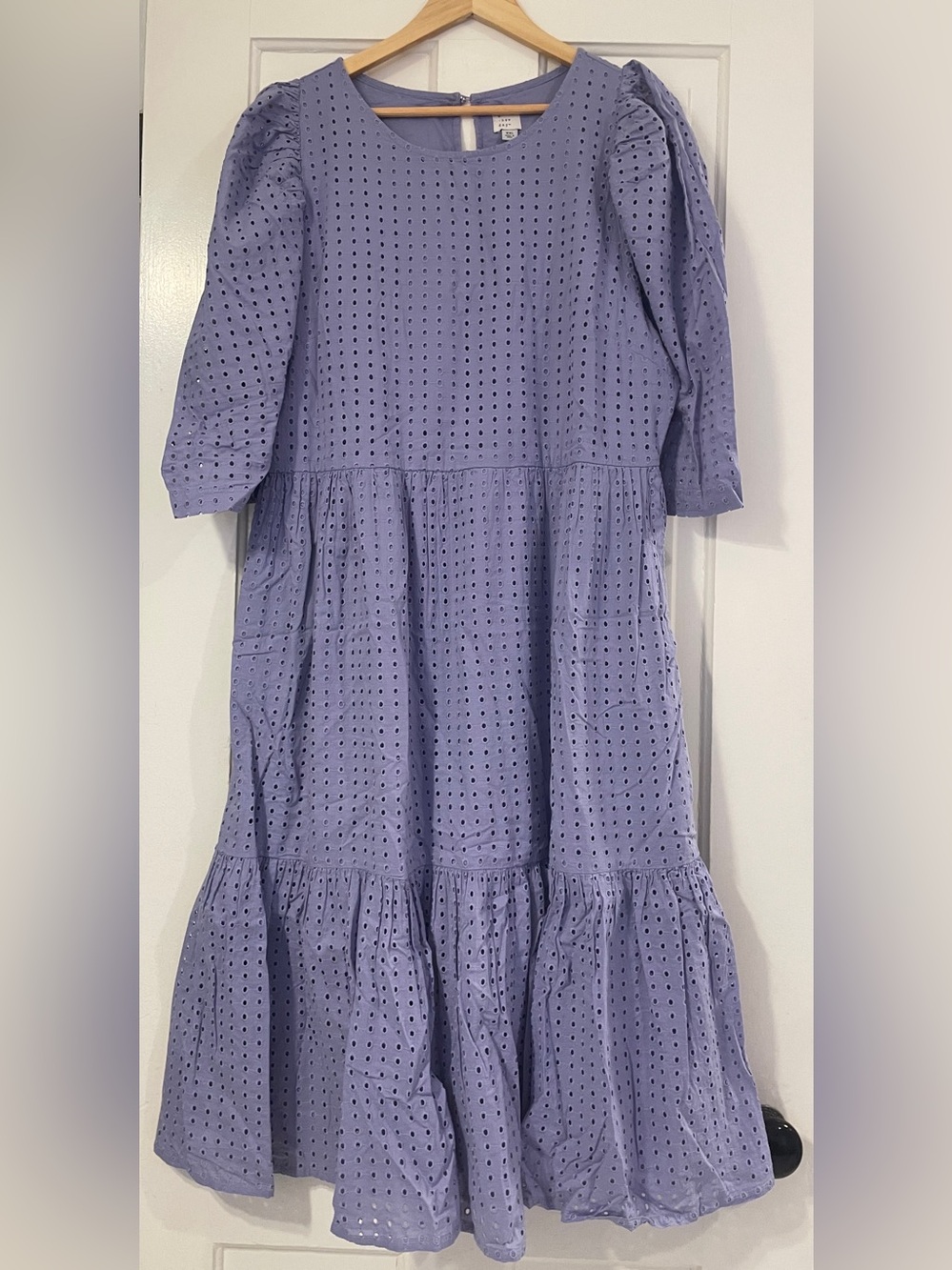 A New Day Lavender Eyelet Puff Sleeve Tiered Midi Dress XXL Purple